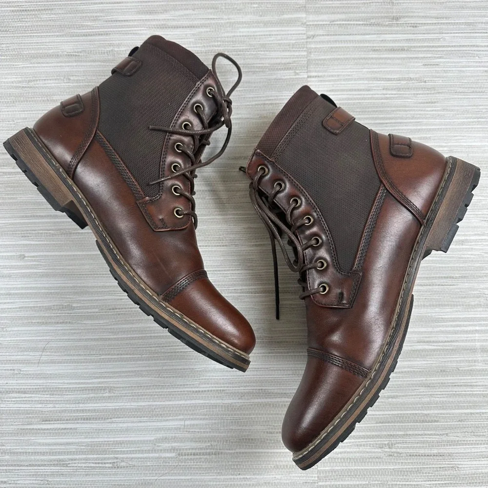 Mens Steampunk Dieselpunk Cosplay Costume Boots Size 10.5 Brown Zip Lace Buckles